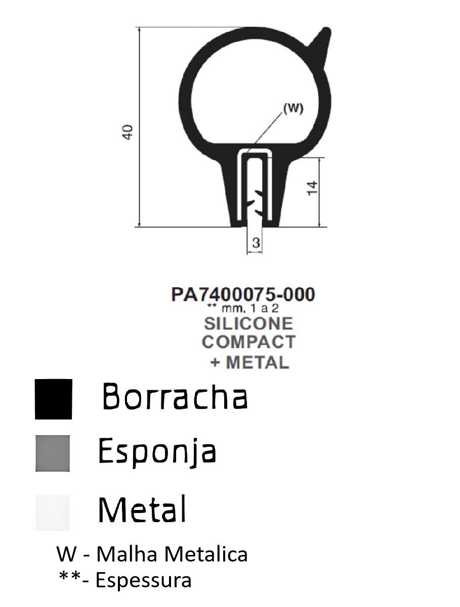 Perfil em Silicone Compacto 40x3