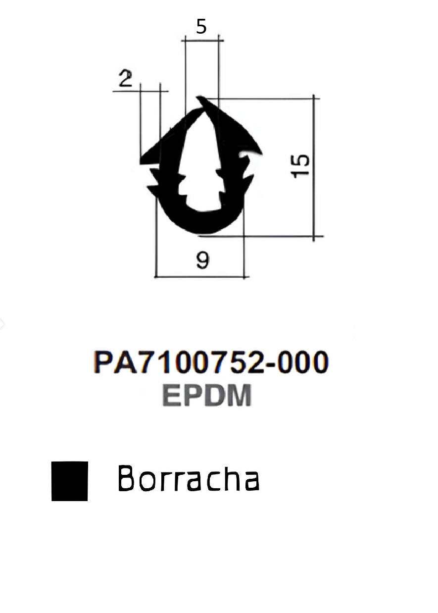 Perfil Borracha Sólido 15x5- EPDM