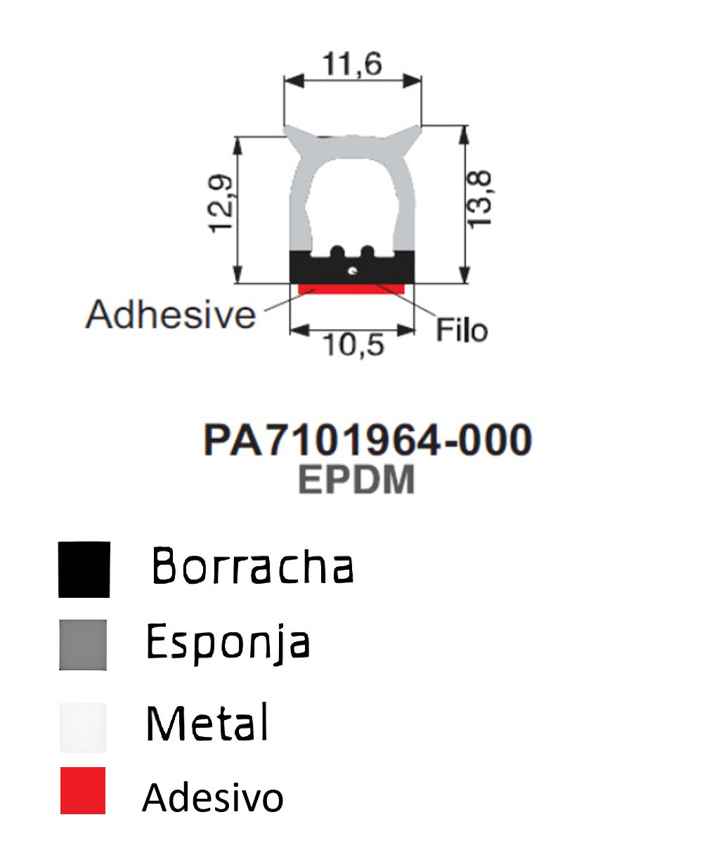 Perfil De Borracha c/ Adesivo