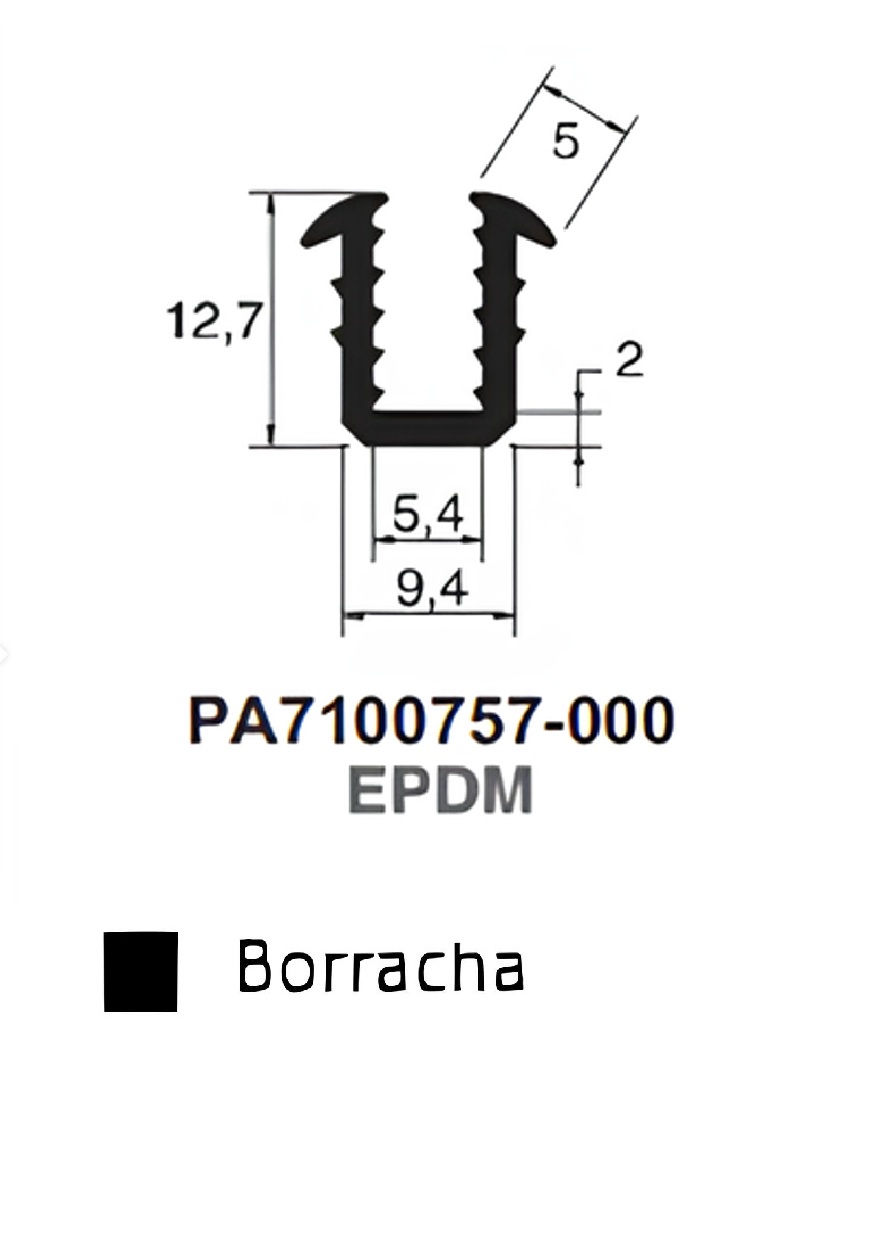 Perfil Borracha Sólido 12.7x9.4- EPDM