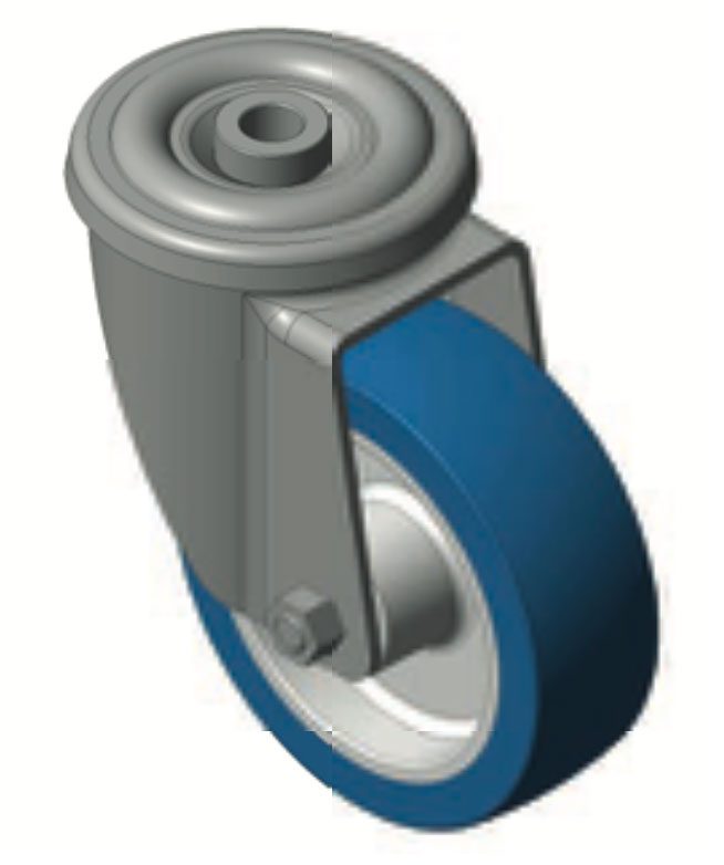 Cyan polyurethane, swivel bracket wheels with hole