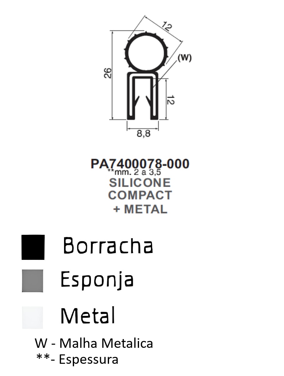 Perfil em Silicone Compacto 26x12