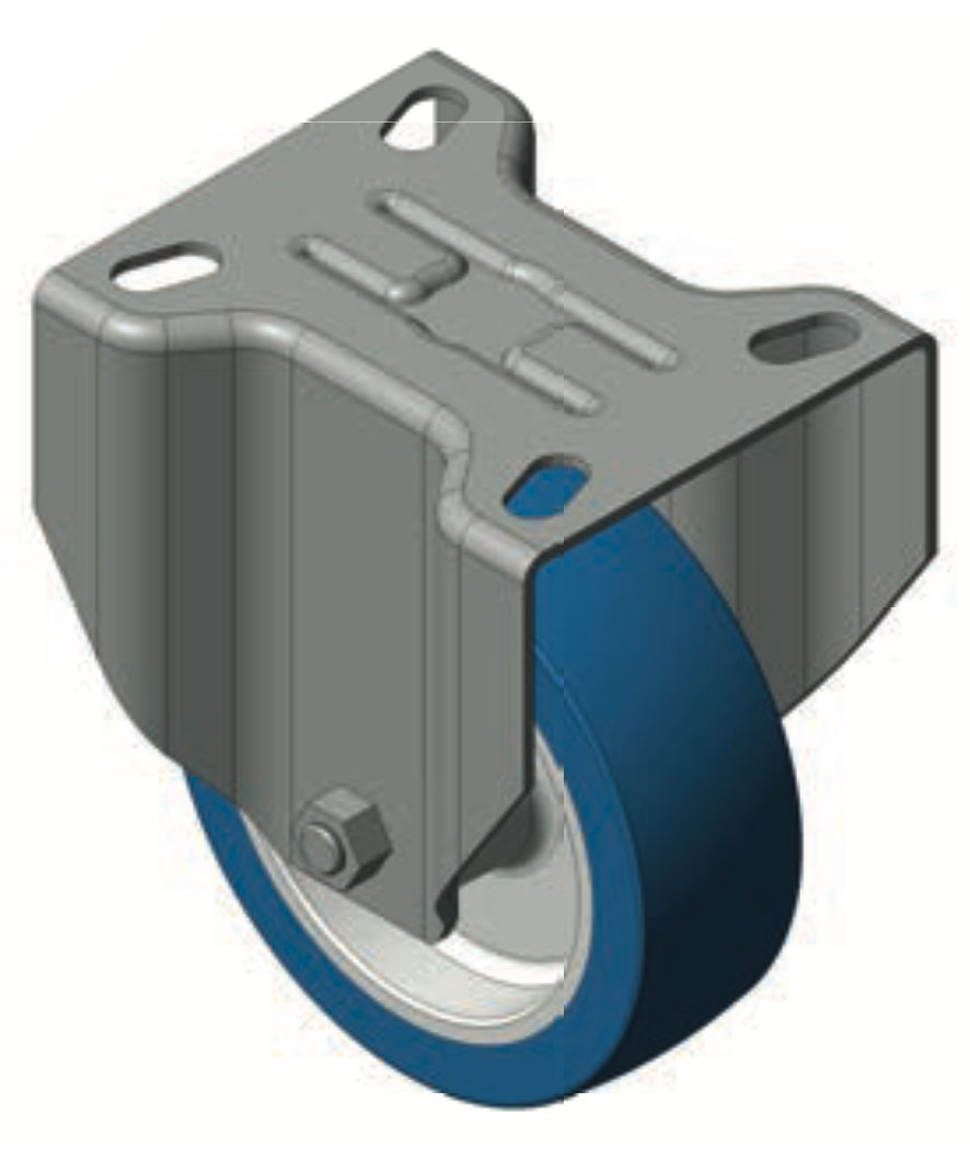 Cyan polyurethane, fixed bracket wheels